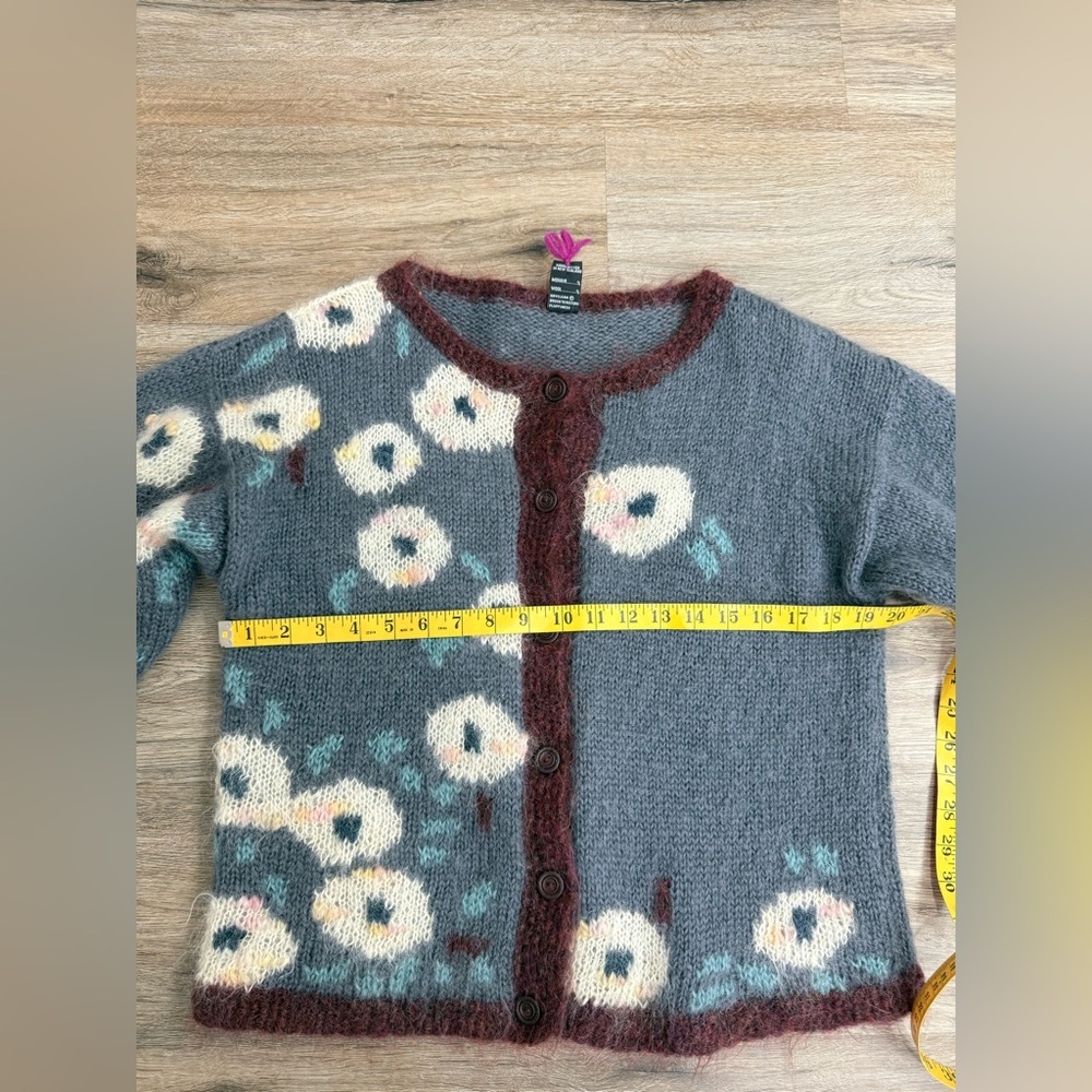 Vintage Gennie De Lange Mohair and Wool Blend Sweater Cardigan Sz L New Zealand - Picture 8 of 9
